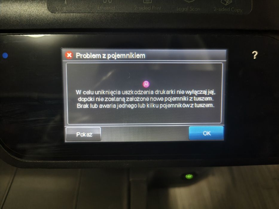 HP OfficeJet Pro 8600 Plus – błąd tuszu, uszkodzenie?