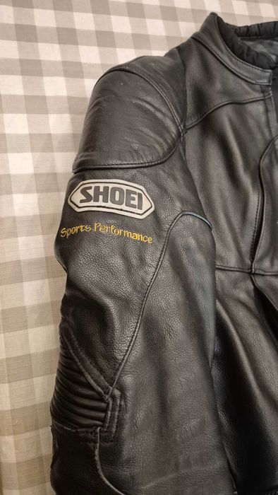 Jaqueta e calça de couro genuíno Shoei para motociclismo tamanho 50