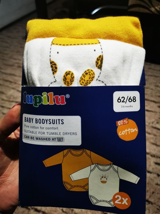Body długi rękaw r 62 68 cm nowe 2szt