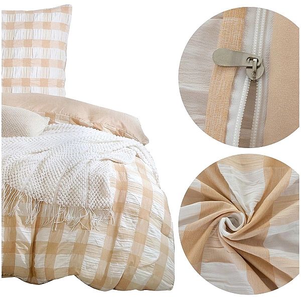 Pościel 200x220/3cz Bawełniana Kora Klasyczna Kratka Komplet Arturo