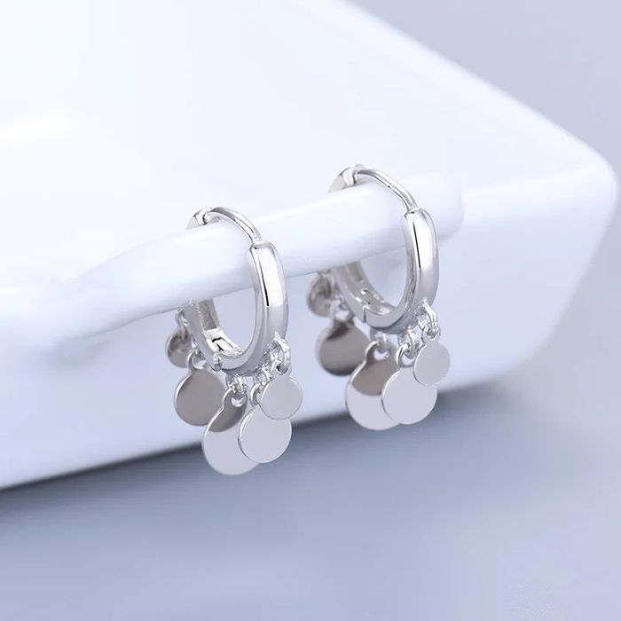 Серебряные серьги монетки сережки