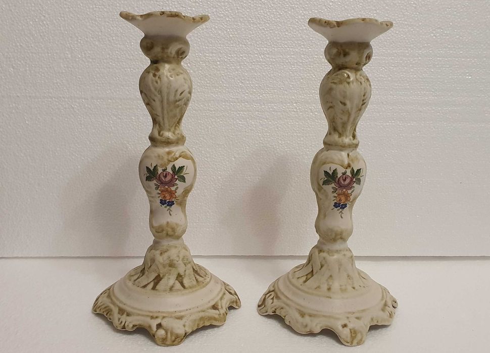 Par de Castiçais pintados à mão, anos 60