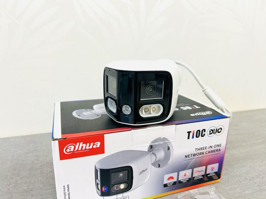 Панорамная‼️180 градусов с сиреной 8Мп 8Mp Dahua IP камера уличная Dual TIOC PoE вулична для відеонагляду видеонаблюдение видеонаблюдения SD ONVIF пое