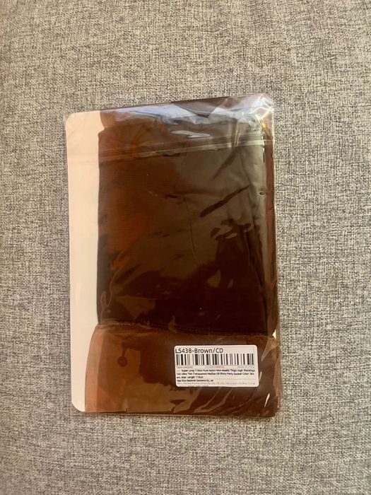 462/ Nylon vintage DAMSKO MĘSKIE nowe klasyczne pończochy L/XL brąz