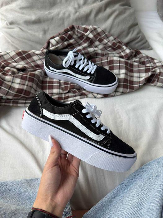 Кеди Vans Old Skool Platform / Ванс Олд Скул Платформ черные белые 38 39 40 41 42 43
