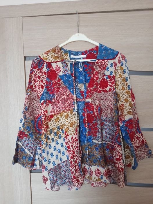Bluzka boho, bluzka koszulowa, bluzka retro vintage, r. S