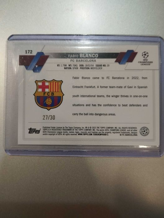 Carta numerad Topps Fábio Blanco