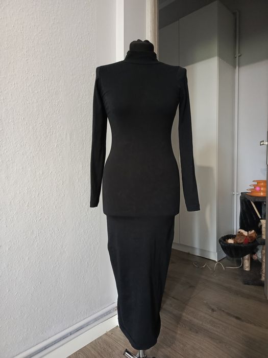 Sukienka elegancka czarna golf długa urban classics