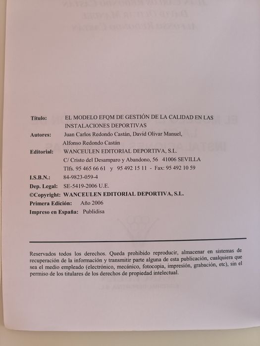 El modelo EFQM de gestion de la calidad en las  instalaciones deportiv