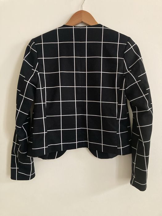 Marynarka w kratę kratkę H&M Divided  36 S czarno-biała taliowana