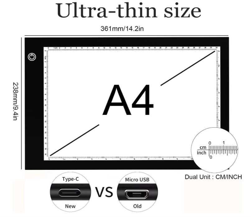 Tablet do rysowania, tablica kreślarska A4 + zestaw kredek