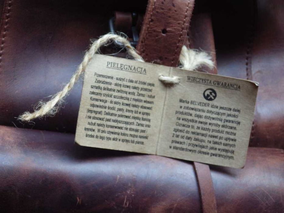 Plecak Skórzany Męski z kieszeniami Outlander brązowy koniakowy Belveder BT33