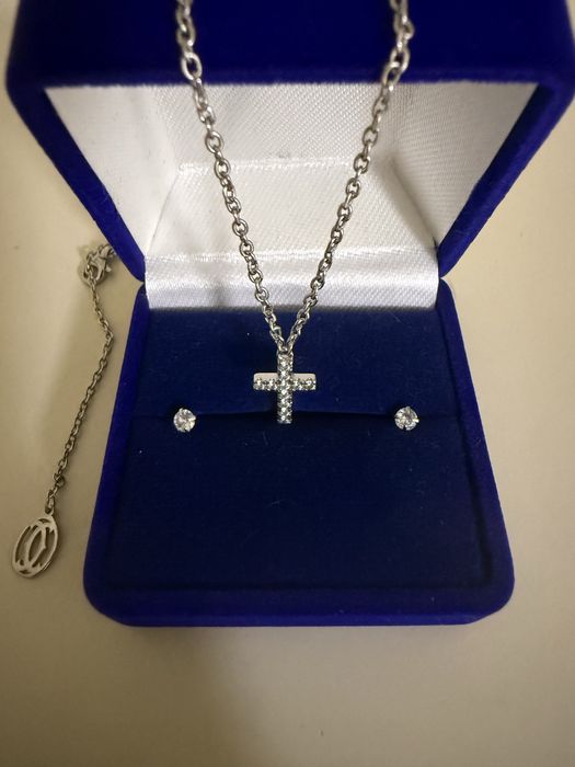 Крестик серебро и сережки