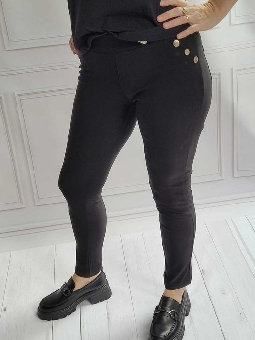 Eleganckie legginsy damskie ozdobne guziki - S/M - 2XL/3XL nowe
