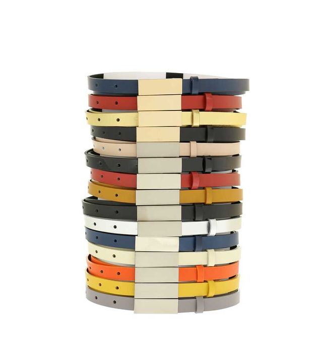 Skórzany damski pasek czerwony złote okucia skóra naturalna 1,5 cm