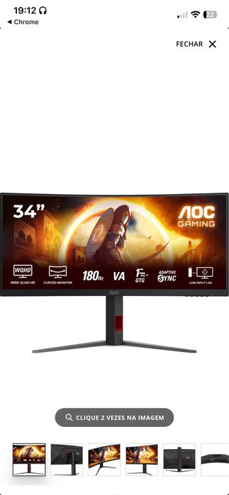 Monitor Gaming AOC CU34G4 – 34” UWQHD 180Hz – Excelente Estado