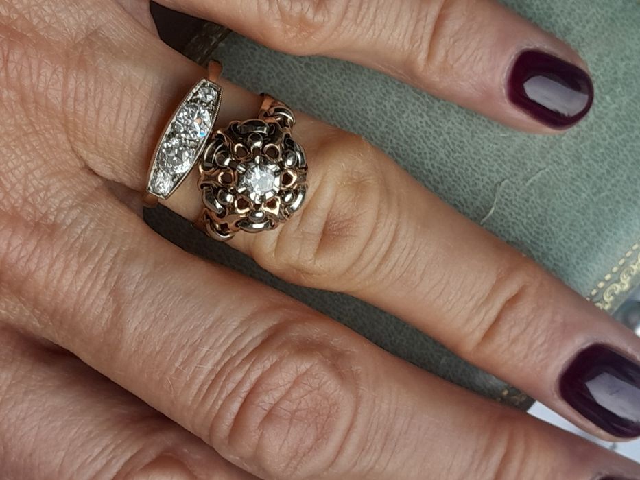 XIXw. Broszka Perły głębinowe Złoto 15k Gwiazda Księżyc Certyfikat