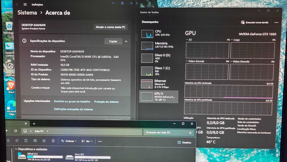 PC Gaming i3-9100F | GTX 1660 6GB | 16GB RAM | Caixa Slayer PX22 RGB