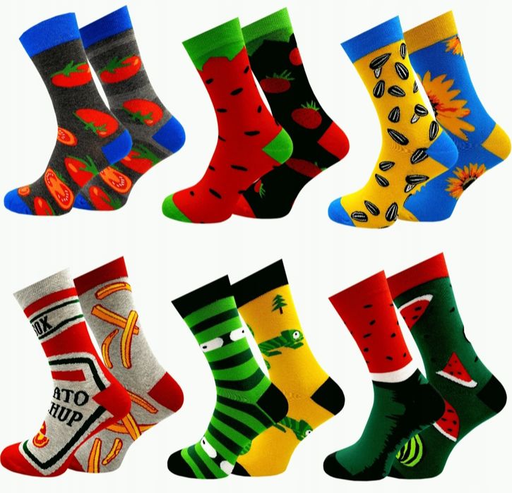 Skarpetki męskie nie do pary różne wzory 40-43 kolorowe śmieszne