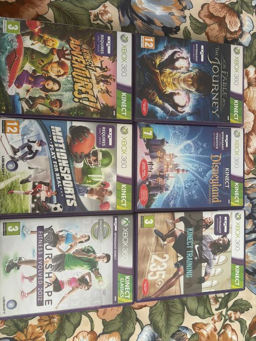 Zestaw Xbox 360 SLIM S Dysk 250GB + Kinect + 2 Pady + 6 Gier Oryginalny Karton Polska Dystrybucja Super stan
