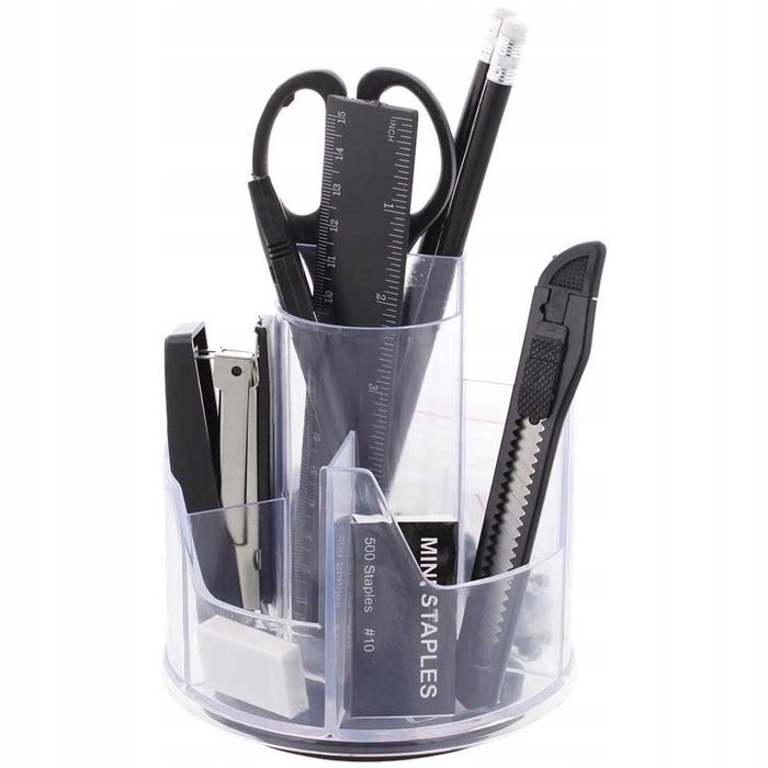 Organizer na biurko 12 elementów , obrotowy, czany, nowy