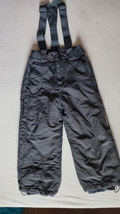 Spodnie zimowe z szelkami na śnieg szare grafitowe 110 116