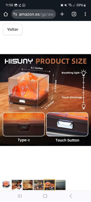 Candeeiro de sal dos Himalaias com regulador intensidade e USB NOVO