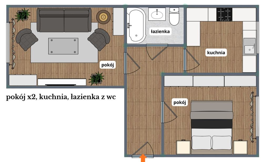 48m2 - 2 pokoje | ul. Paderewskiego, Zawiercie | do remontu