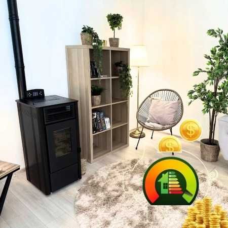 Piec na pellet wolnostojący 7,8 kW koza stalowy kominek termostat