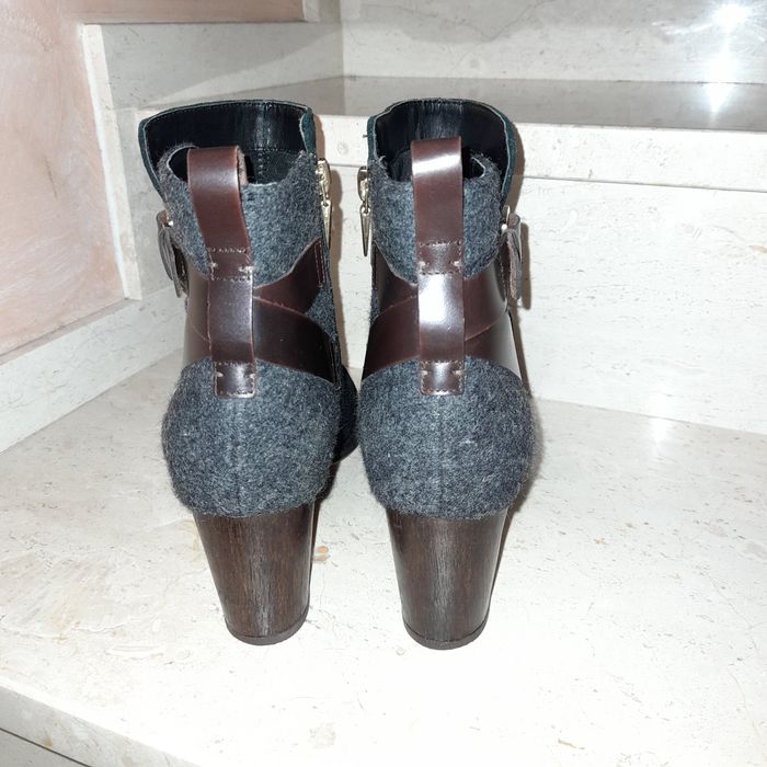 Botki Clarks. Czarny zamsz i szary filc - wełna. Roz: 41 1/2, cm 26