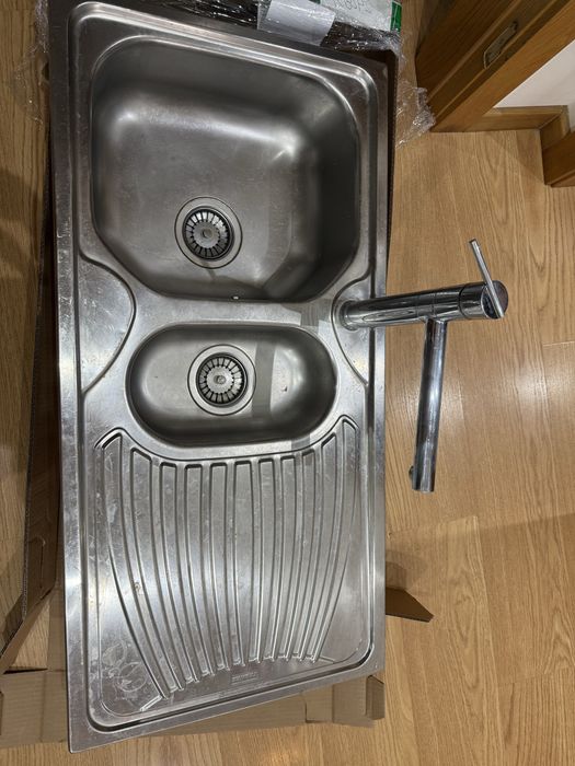 Lava loiça duplo innox com torneira incluida