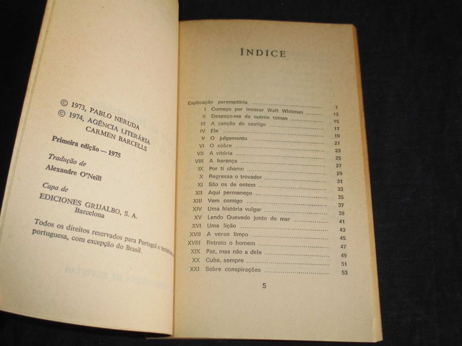 Livro O Testamento Poético de Pablo Neruda 1ª edição 1975
