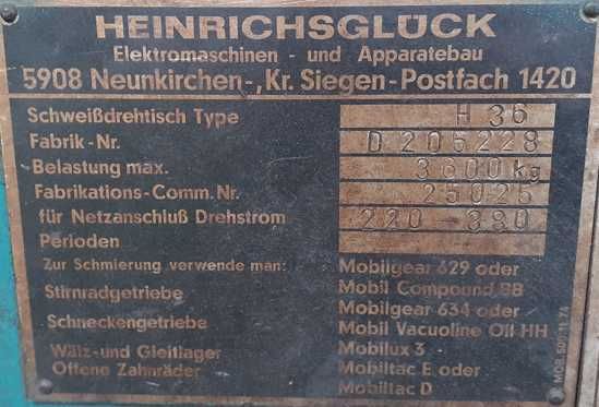 Pozycjoner spawalniczy Heinrichsglück do 3600 kg