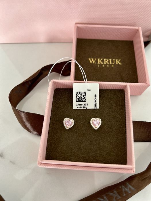 Złote kolczyki sztyfty serca serduszka W.KRUK
