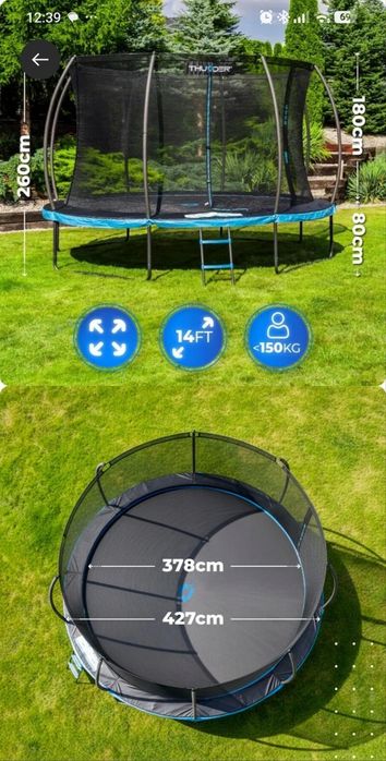Trampolim  14FT 427CM  Para crianças e Adultos com escada