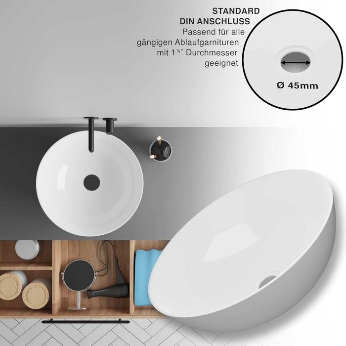 Okrągła umywalka  z efektem lotosu  Umywalka nablatowa