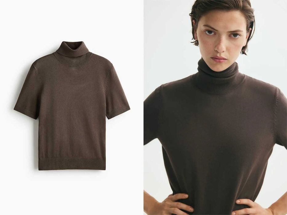 Sweter golf M nowa kolekcja brązowy wiskoza PROMOCJA