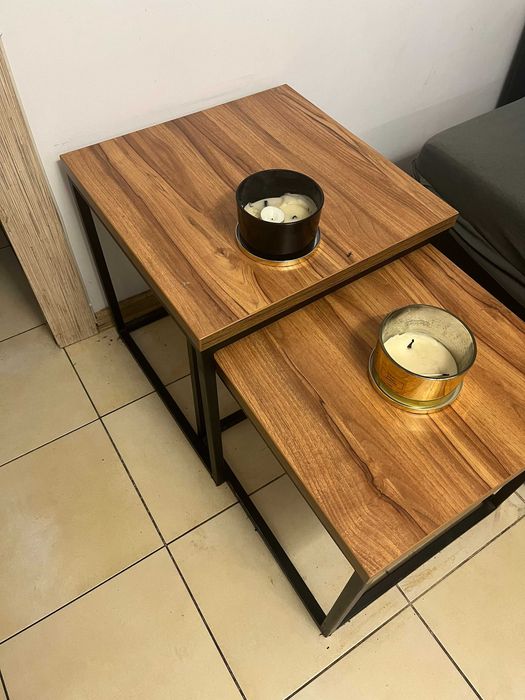 stolik kawowy 2w1 loft brąz / czerń