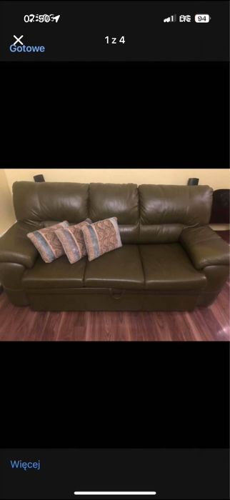 sofa skora naturalna rozkladana