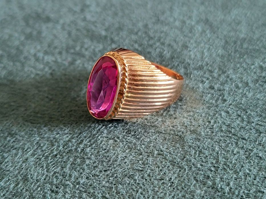 Pierścionek złoty próba 583 duży vintage retro