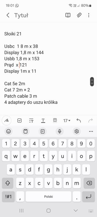 Zestaw kabli usb
