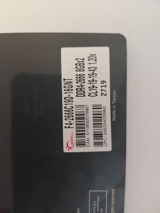 Оперативна пам'ять G.Skill Value 16GB (2x8GB) DDR4 2666MHz CL19