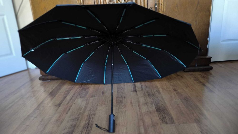 Duży parasol automatyczny bardzo mocny wzmocniony czarny 106 cm