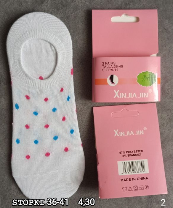 Skarpetki stopki młodzieżowe, damskie.