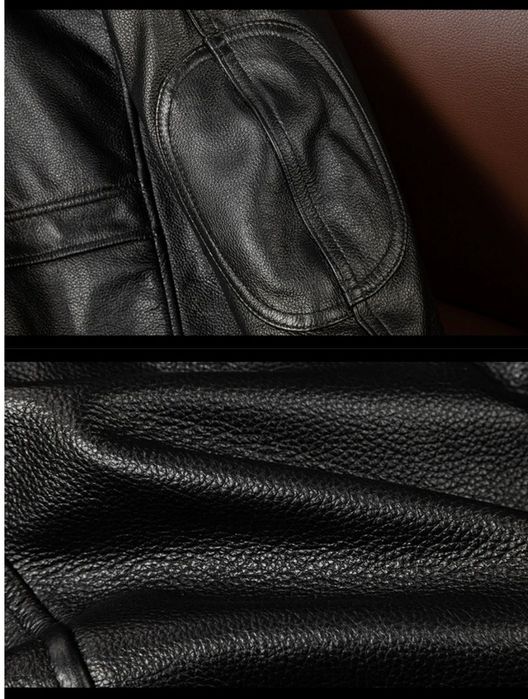 Кожаная куртка с воротником из овчины. Без утеплителя. Демисезон