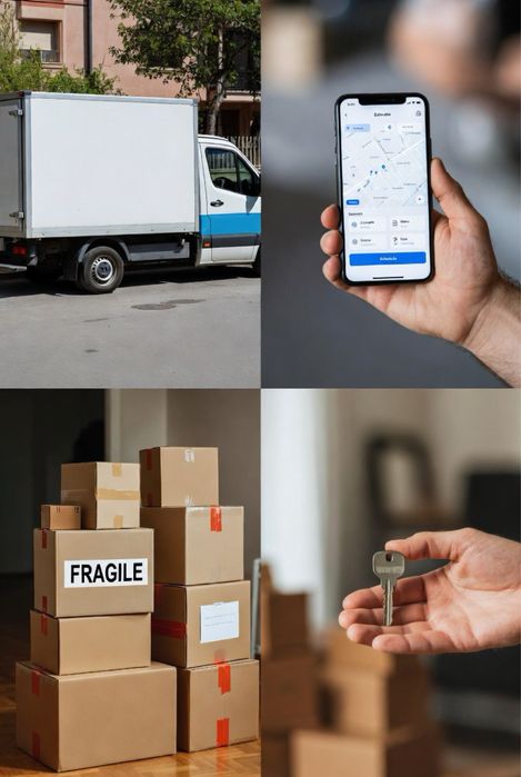 Transportes de mudanças com carrinha caixa  fechada