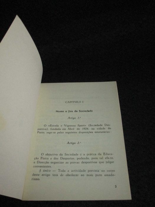 Livro Brochura Estrela e Vigorosa Sport Estatutos 1959