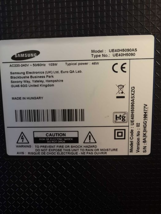 tv samsung 40 cali  UE40H5090AS  led  fullhd  hdmi/usb