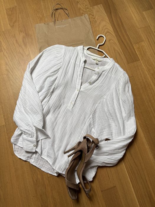 Bluzka koszulowa H&M biała bawełna