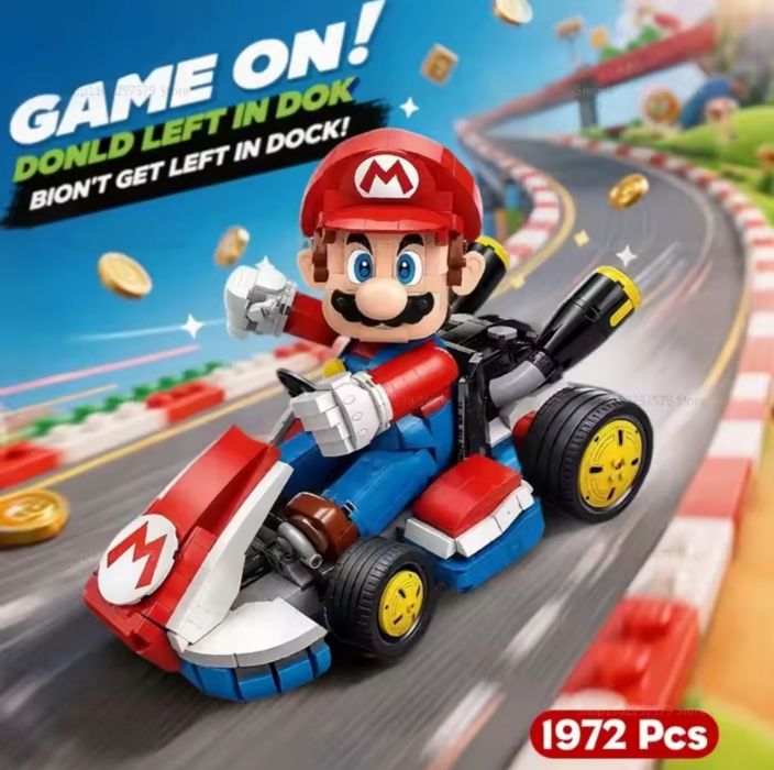 Конструктор  1 в 1  Super Mario 1972 блоков Lego Standard Kart